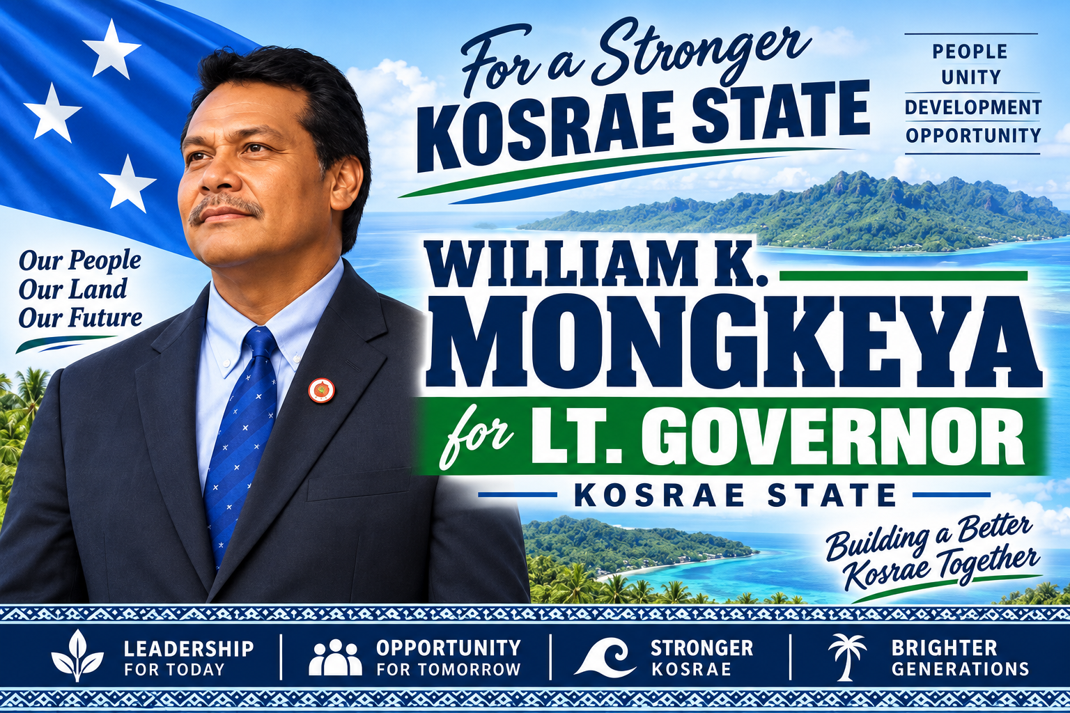 Campaign artwork for William K. Mongkeya, Lieutenant Governor candidate